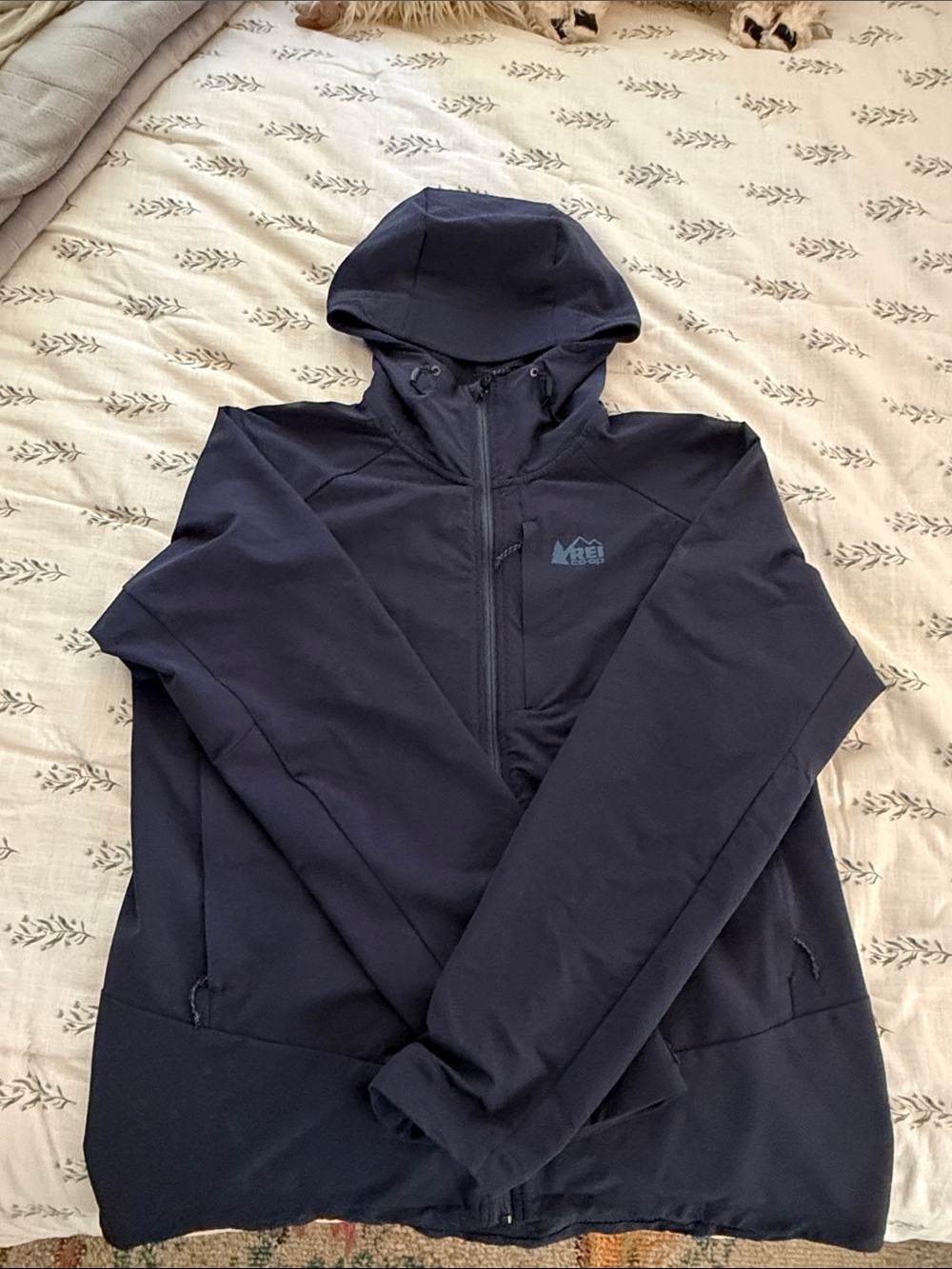 REI Navy Hooded Softshell Jacket